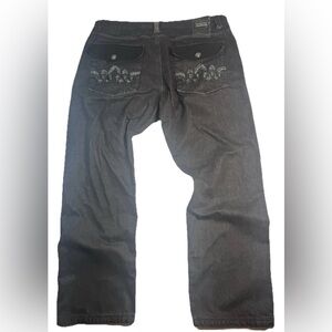 Rare Crown‎ Holder Jeans Mens 42x35 Black Embroidered Japanese Streetwear Denim